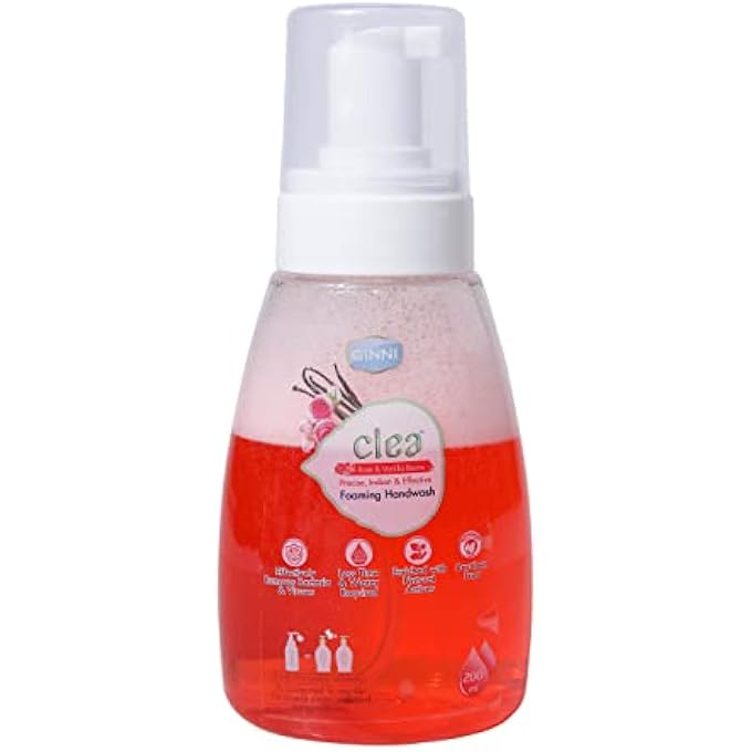 CLEA سائل غسيل اليدين لحماية الجراثيم | غسول يدين مرطب رغوي - 200 مل (ورود وفانيليا، عبوة من 2) - Image 2